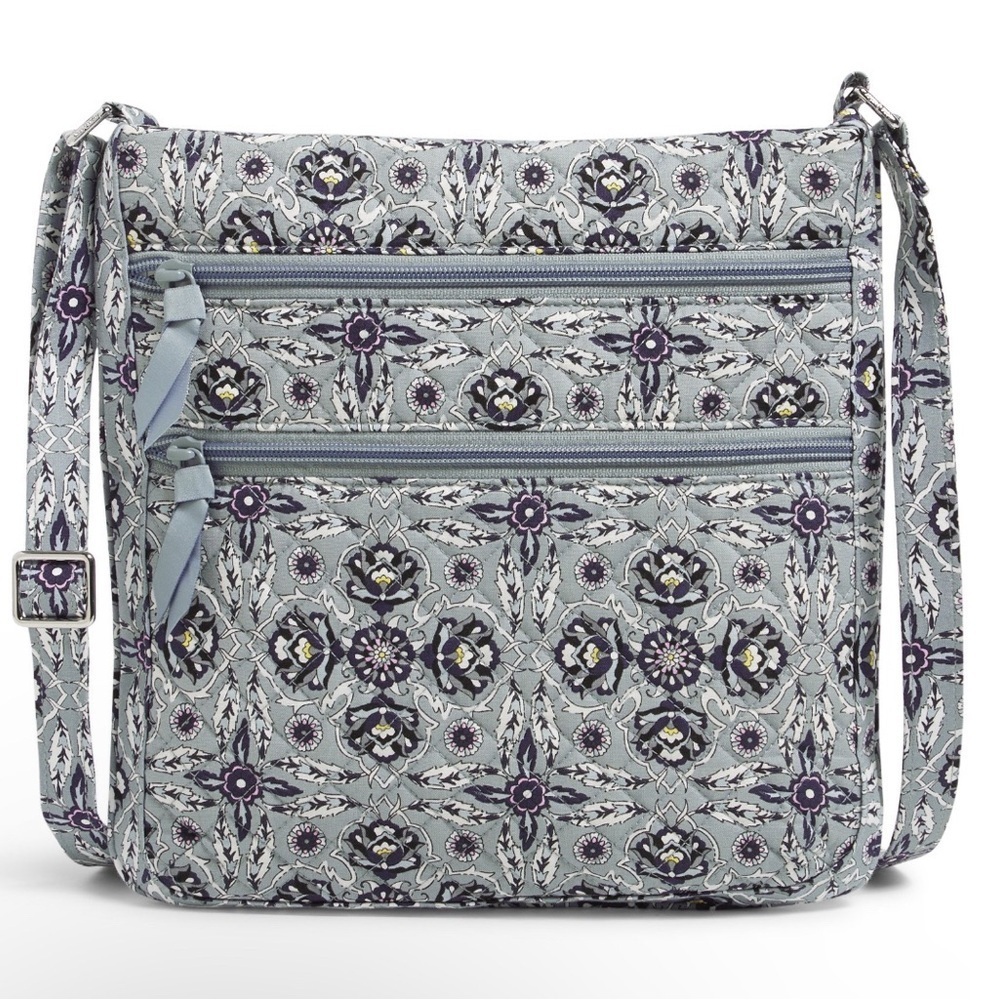 Vera Bradley Women's Recycled Cotton Triple Zip Hipster Crossbody Bag Plaza Tile